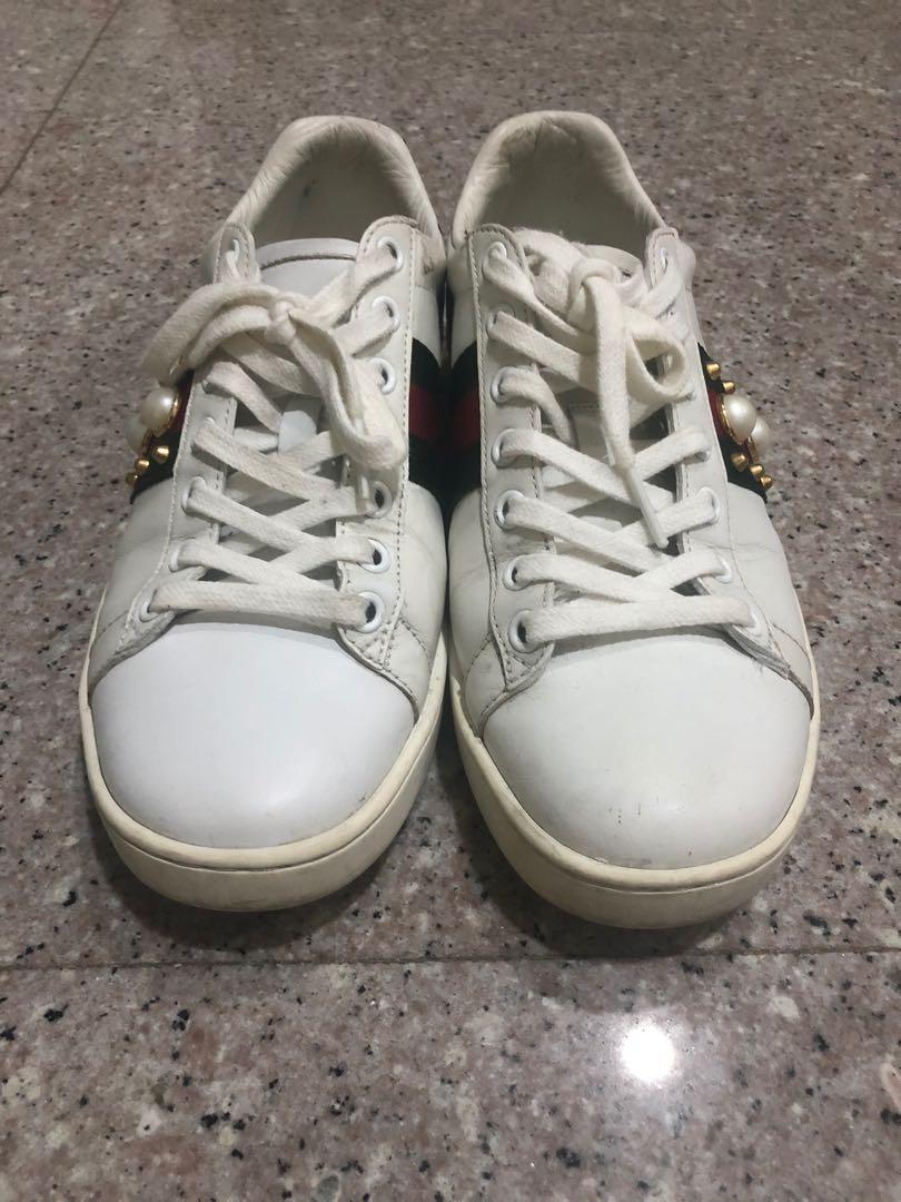 gucci pearl studded sneakers