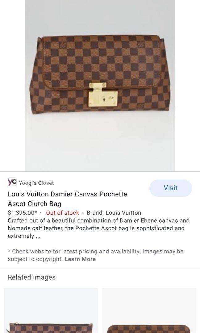Louis Vuitton Damier Ebene Canvas Pochette Ascot Clutch Louis