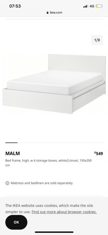 Clearance Malm Double Bed Ideal Condition With Mattress Furniture Beds Mattresses On Carousell