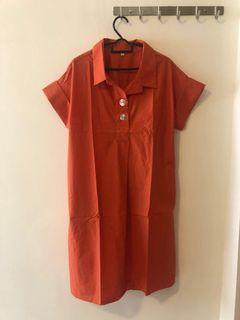 Mandarin Orange Shift Dress Free Size