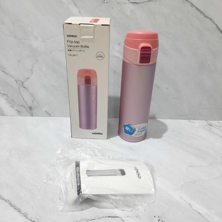 Miniso Fliptop Vacuum Bottle botol minum/travel botol 300 ml, Kitchen