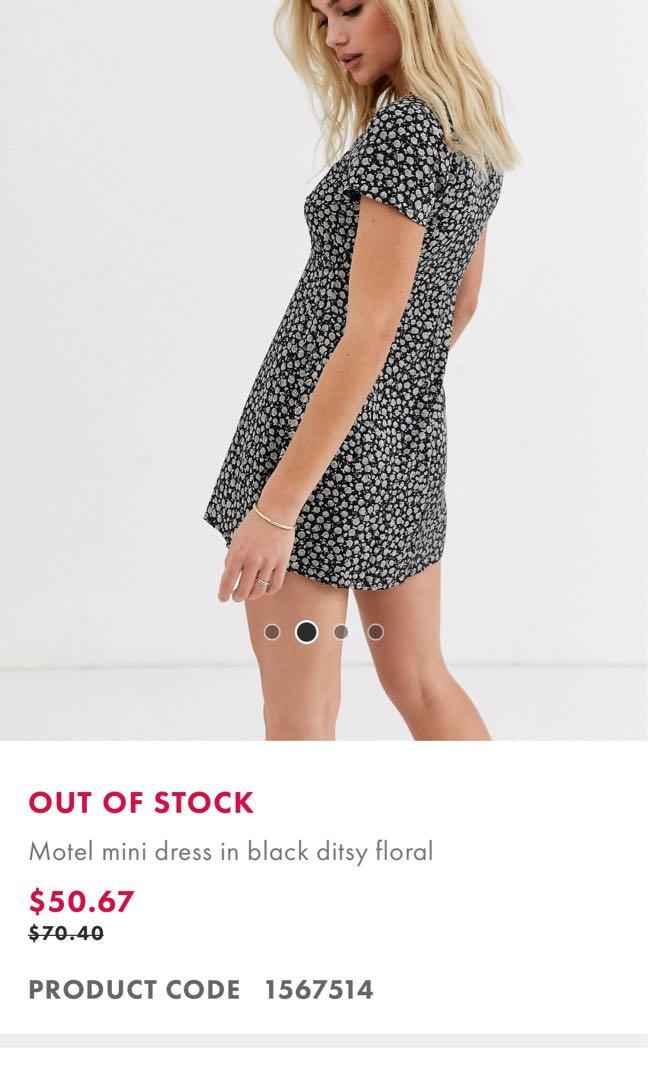motel mini dress in black ditsy floral