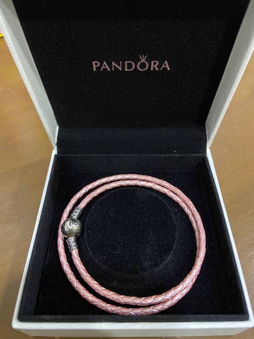 Pandora moments pink double on sale woven leather bracelet