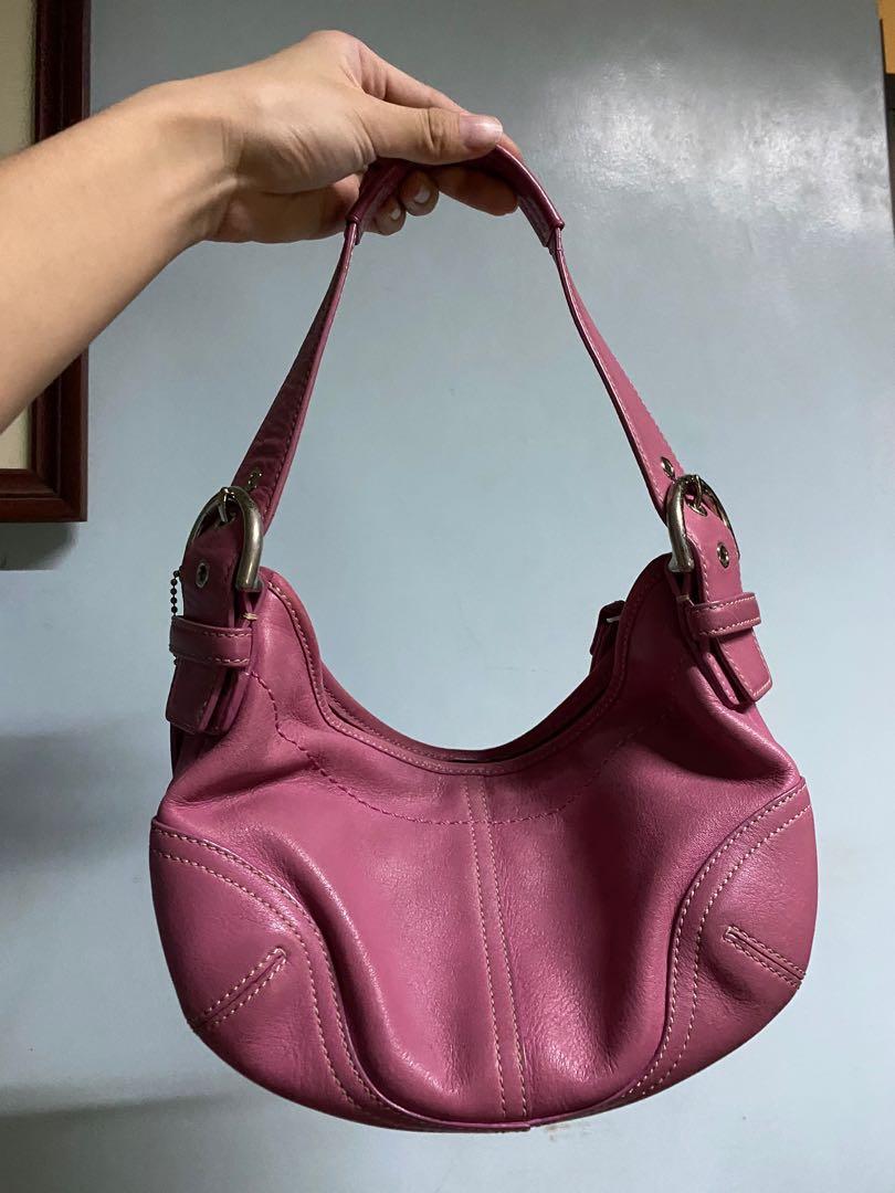 00’s Vintage Pink Mini Leather Baguette Purse Bag by Coach | Shop THRILLING