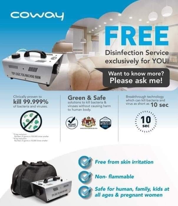 Rm0 Fogging Percuma Coway Services Home Services Cleaning On Carousell