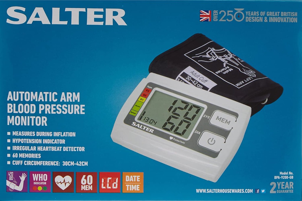 Salter Automatic Upper Arm Blood Pressure Monitor For Home Use, Heartbeat Detector, Hypertension