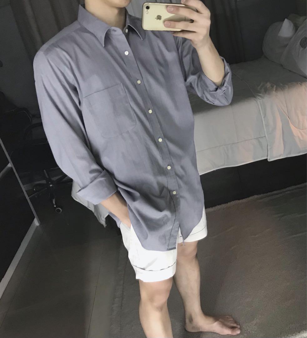 long sleeve gray polo