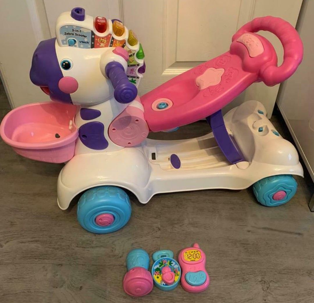 Vtech 3 in 1 zebra 2025 scooter pink