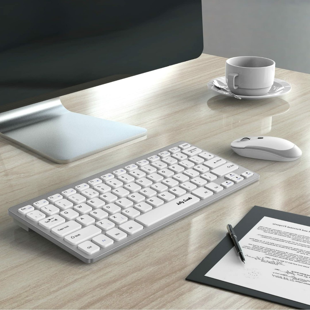 Wireless Keyboard and Mouse, Jelly Comb KUT019 2.4G Ultra Slim Compact