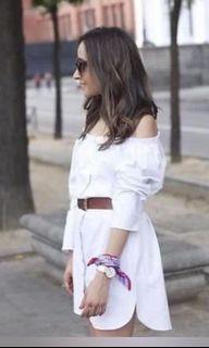 Zara Button Down Off Shoulder Dress