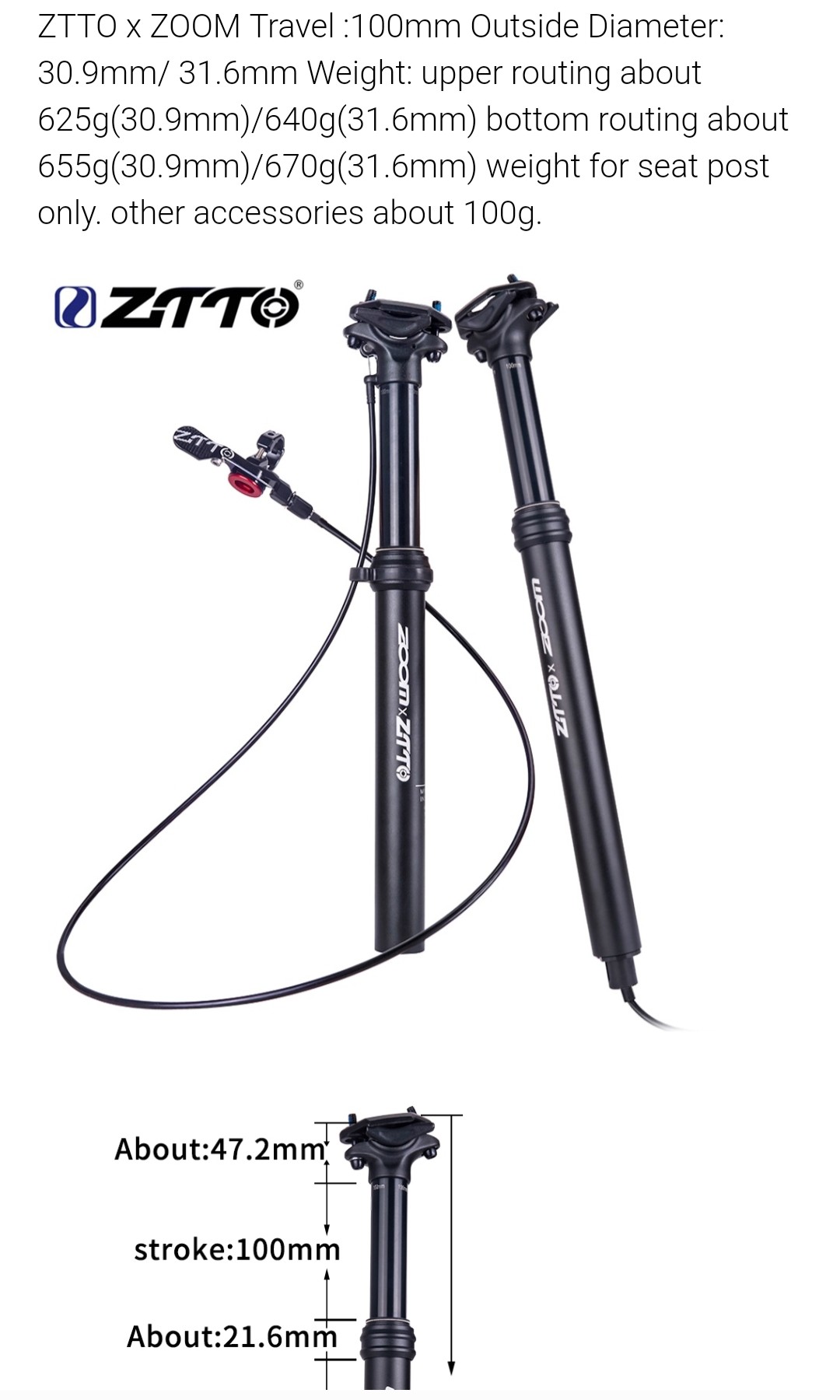 Ztto zoom dropper post 2025