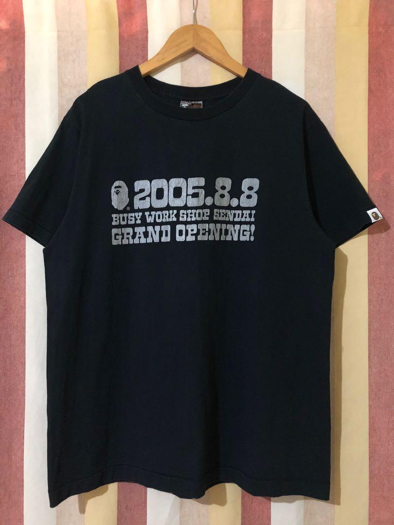 05 Bape Busy Works Shop Sendai Japan Branch Grand Opening Shirt Men S Fashion Tops Sets Formal Shirts On Carousell