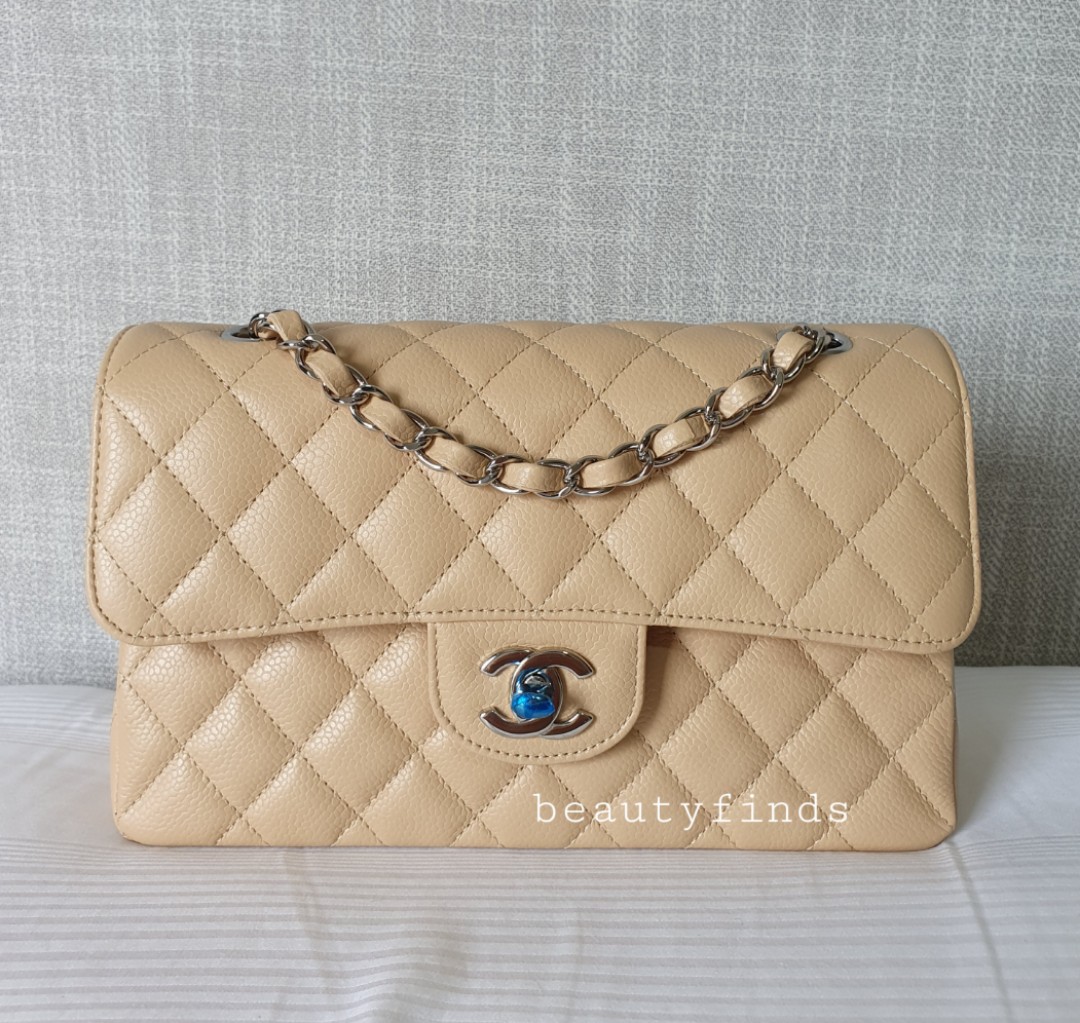 Chanel 2.55 Beige Caviar Mini Classic Flap Bag at Jill's Consignment