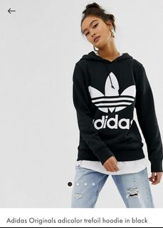 adidas originals adicolor trefoil hoodie in black