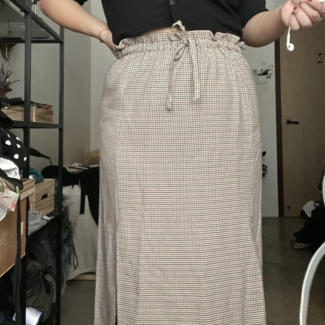 ASOS check paperbag midi skirt with slit uk18 plus size Women s