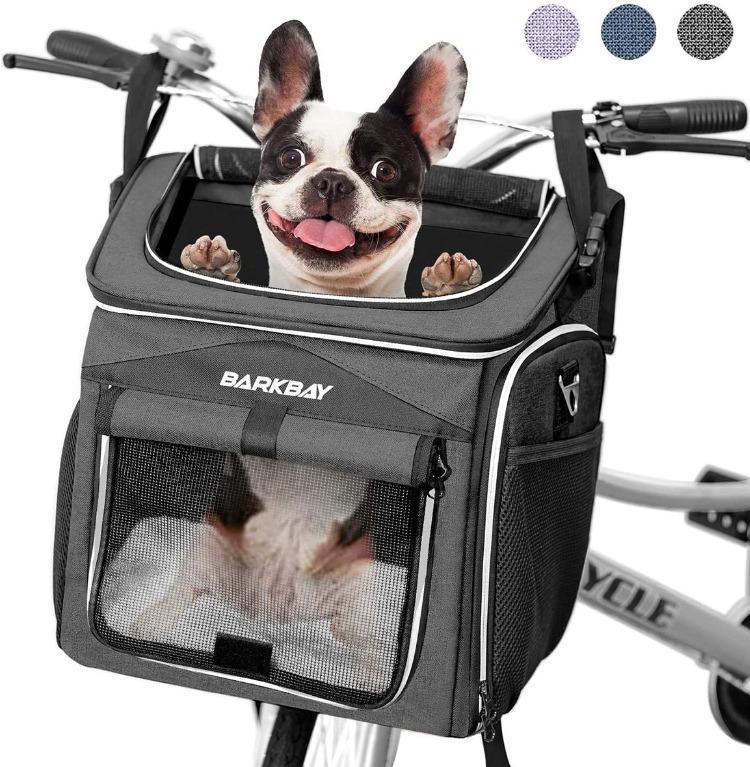 SANTITY Detachable Bike Front Oxford Basket Carrier Bag Multi Purpose Pet Dog Travel Bag Bicycle Basket Aluminum Alloy Frame Pet Dog Cat Rabbit Carrier Handbag Camping Tote Bag 