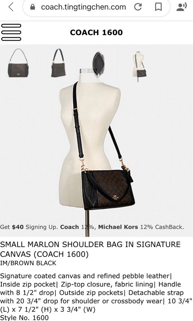 Small marlon coach outlet bag