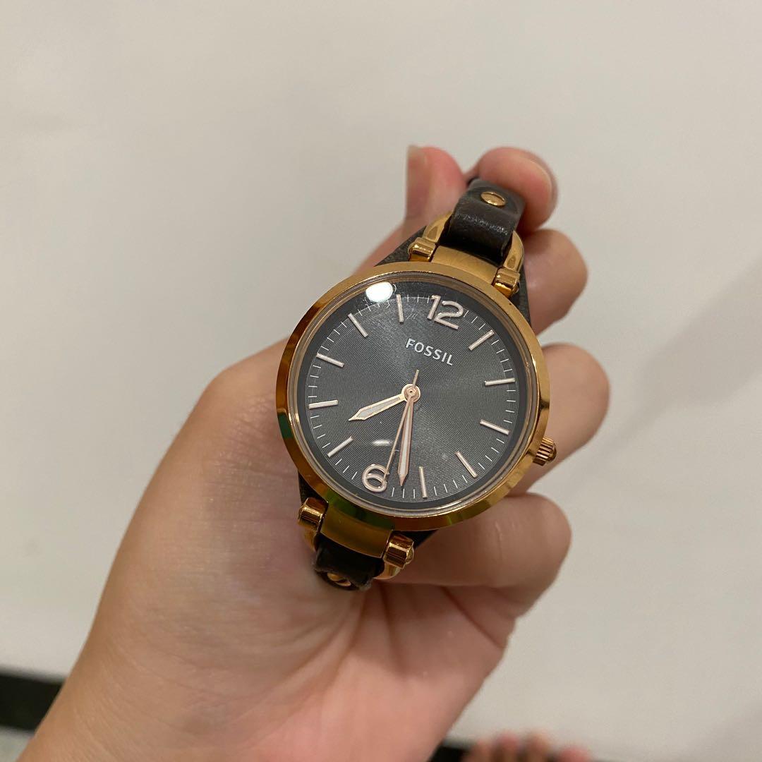 Jam Tangan Fossil Georgia Smoke Leather ES3077 Fesyen Wanita Jam
