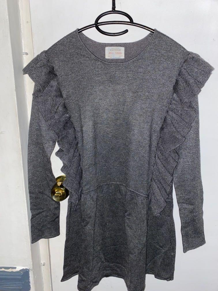 Grey Dress/Long top Zara (Category: Blouses) located in Makati City. Submitted by auti09 (Listing ID 1051534670, Image 2). Description: If adult can be a long top If teen can be dress The whole dress/sweater is 28 inches length Size Medium .