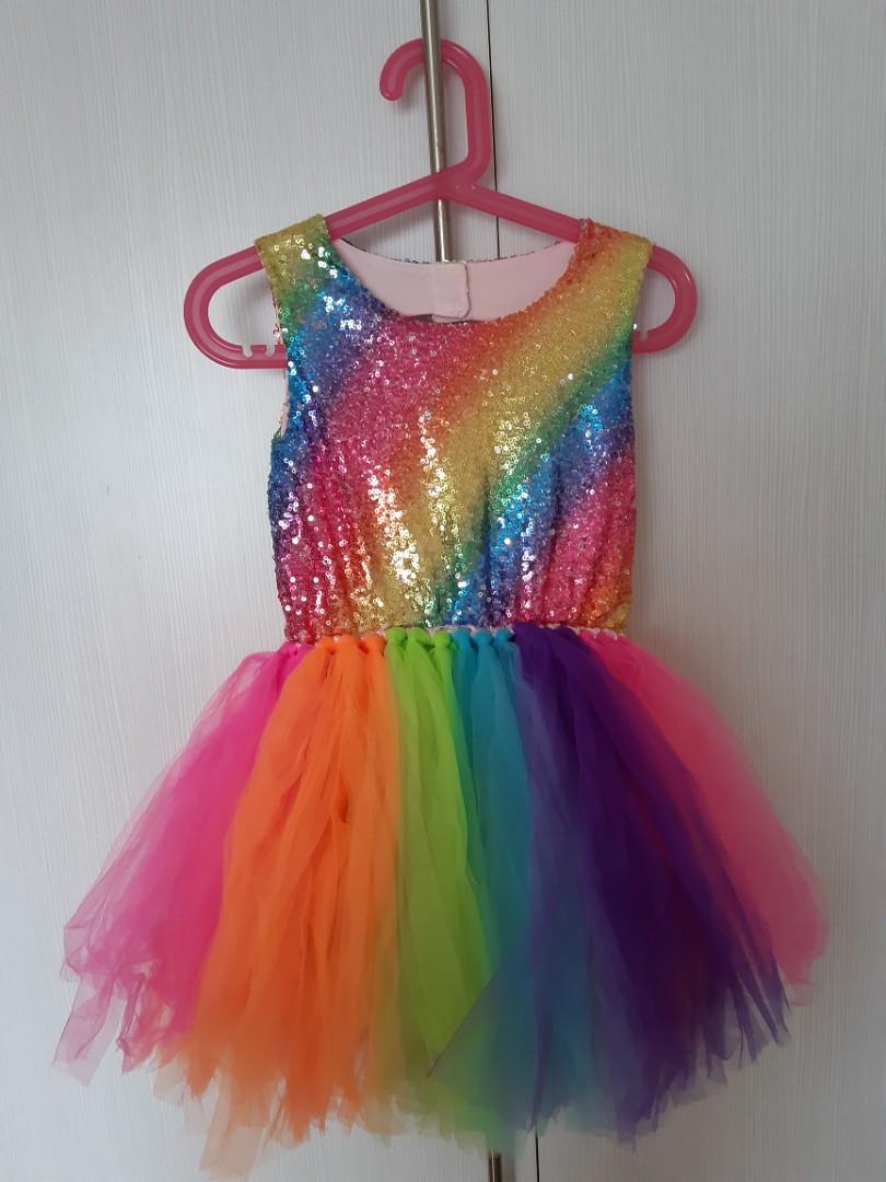 Jojo Siwa rainbow fluffy dress size 6 Babies Kids Babies Kids Fashion on Carousell