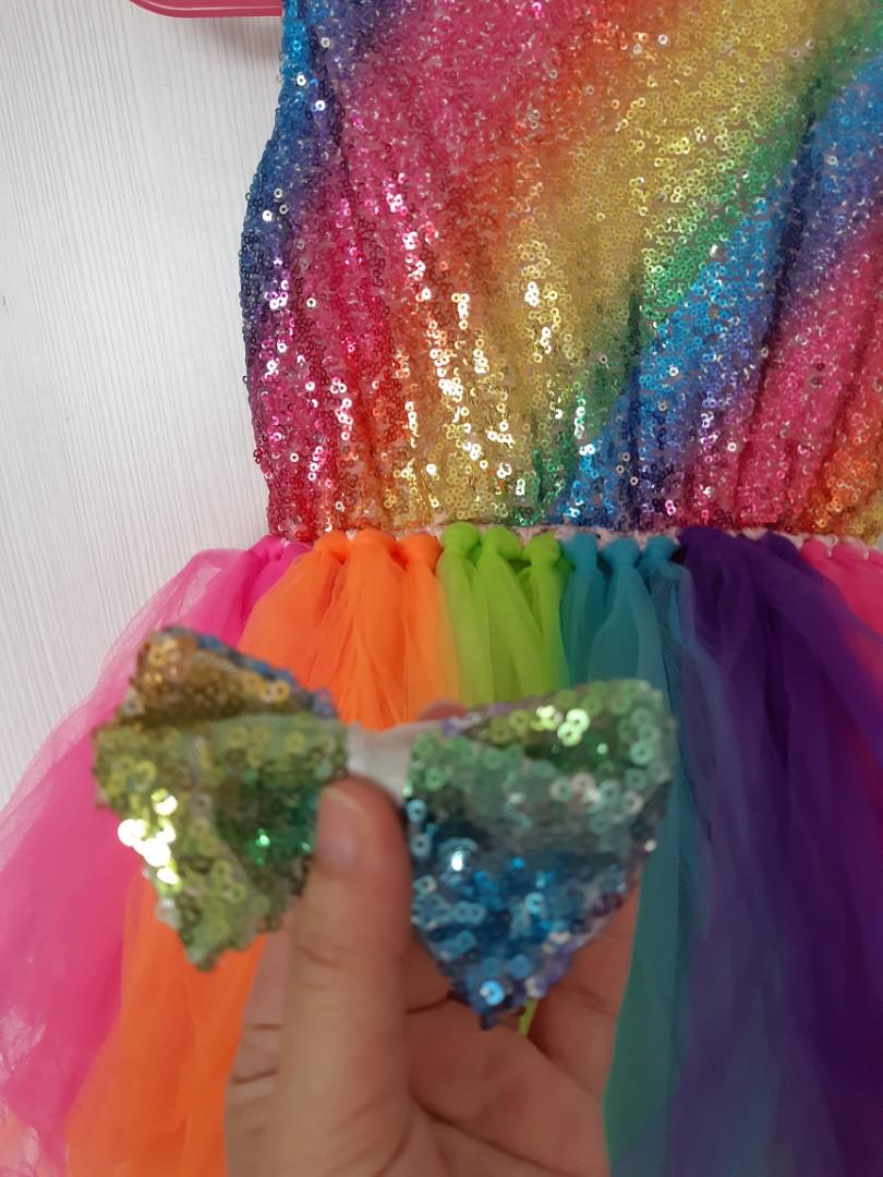 Jojo Siwa rainbow fluffy dress size 6 Babies Kids Babies Kids Fashion on Carousell