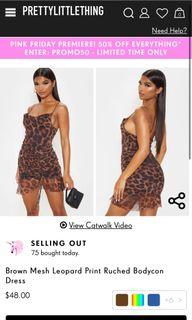 leopard print ruched bodycon dress