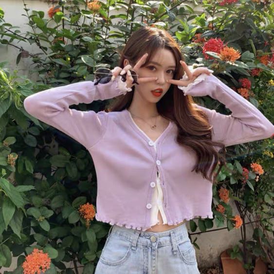 Lilac button up clearance cardigan