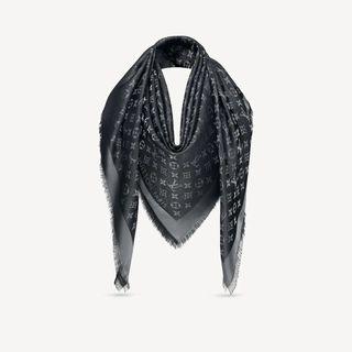 Louis Vuitton logomania shine scarves Blue Silk Polyester Wool ref