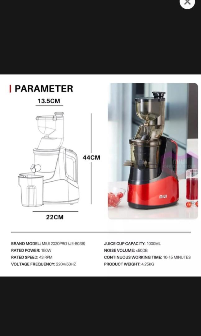 Miui slow juicer cold press 7 level masticating juice extractor unique