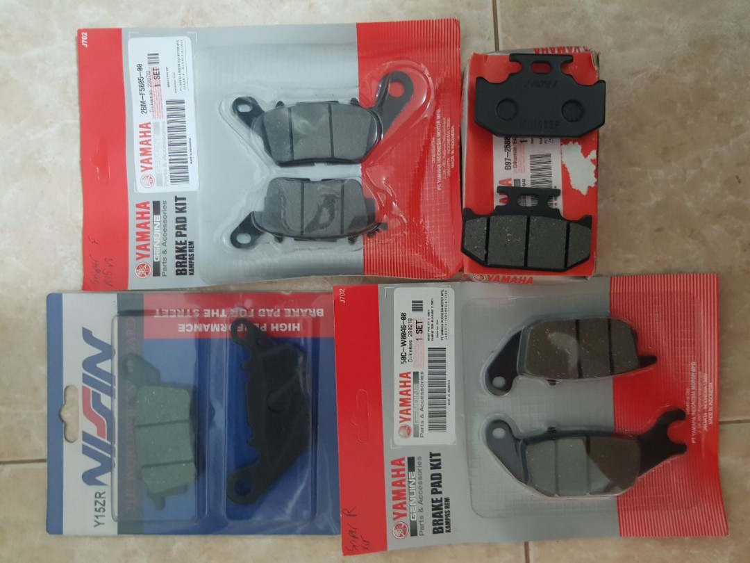 Nissin or Yamaha genuine oem front depan or rear belakang brake pads
