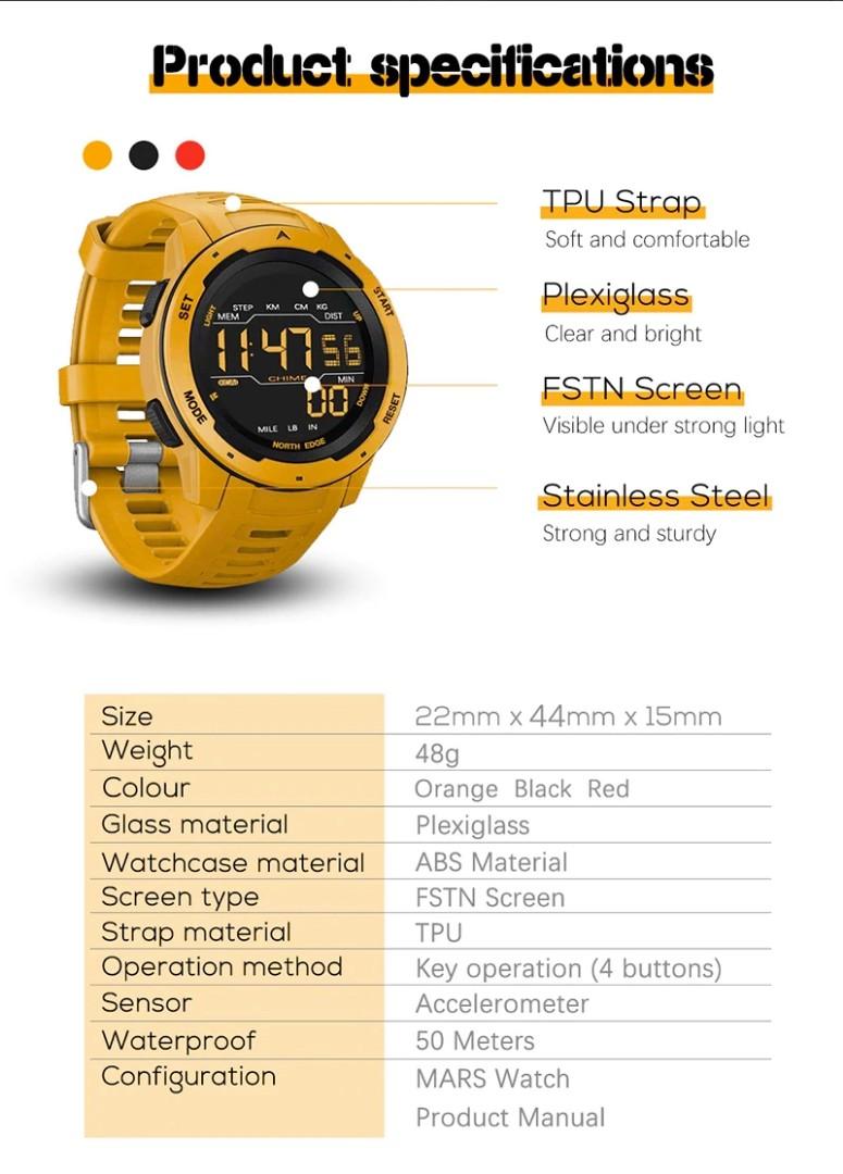 North edge mars smartwatch, Men's Fashion, Watches & Accessories ...