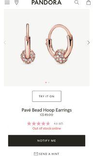 Pandora pave Bead Hoop Earings
