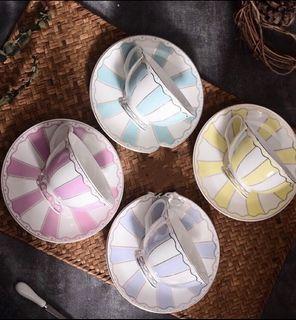 Pastel Tea Cup Sets (1 cup and  1 saucer)