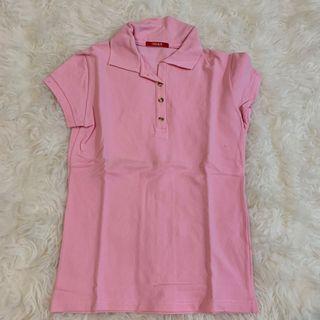 Pink polo top / atasan berkerah
