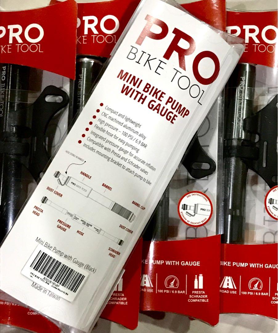 Pro Bike Tools Mini Hand Pump with Gauge, Everything Else, Others on