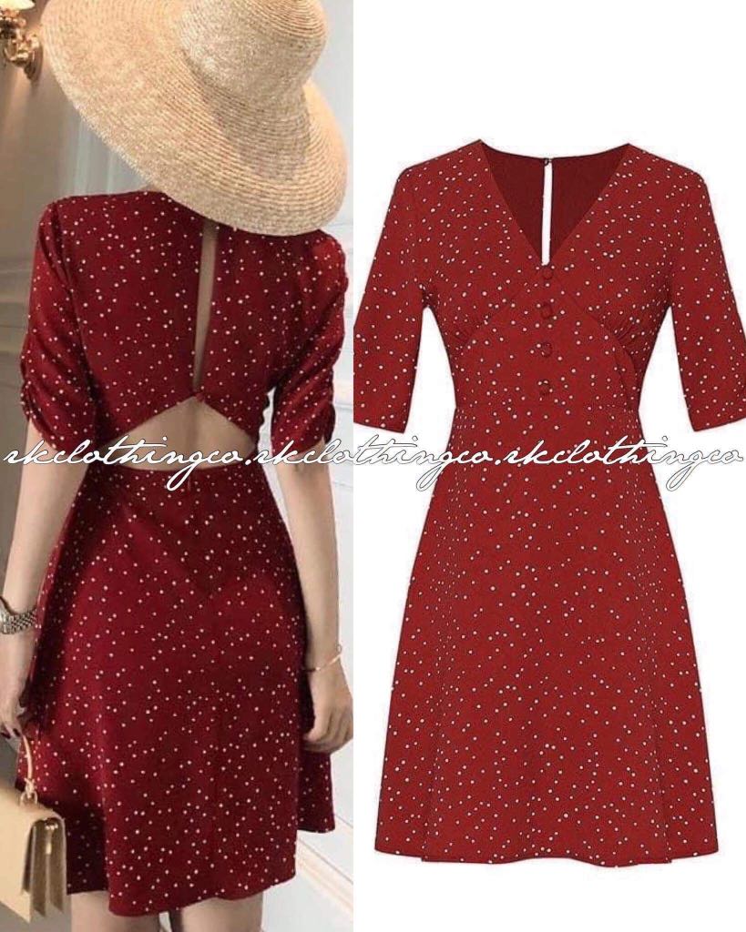 Red open back dress, Women's Fashion, Dresses & Sets, Dresses on Carousell