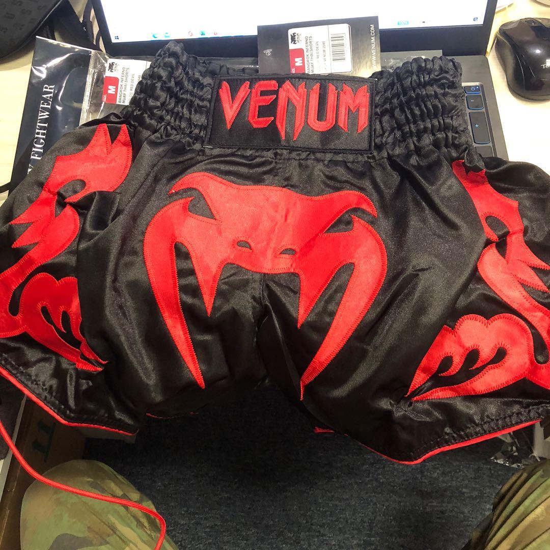 Venum BANGKOK INFERNO Kids Muay Thai Short Black Red - FIGHTWEAR