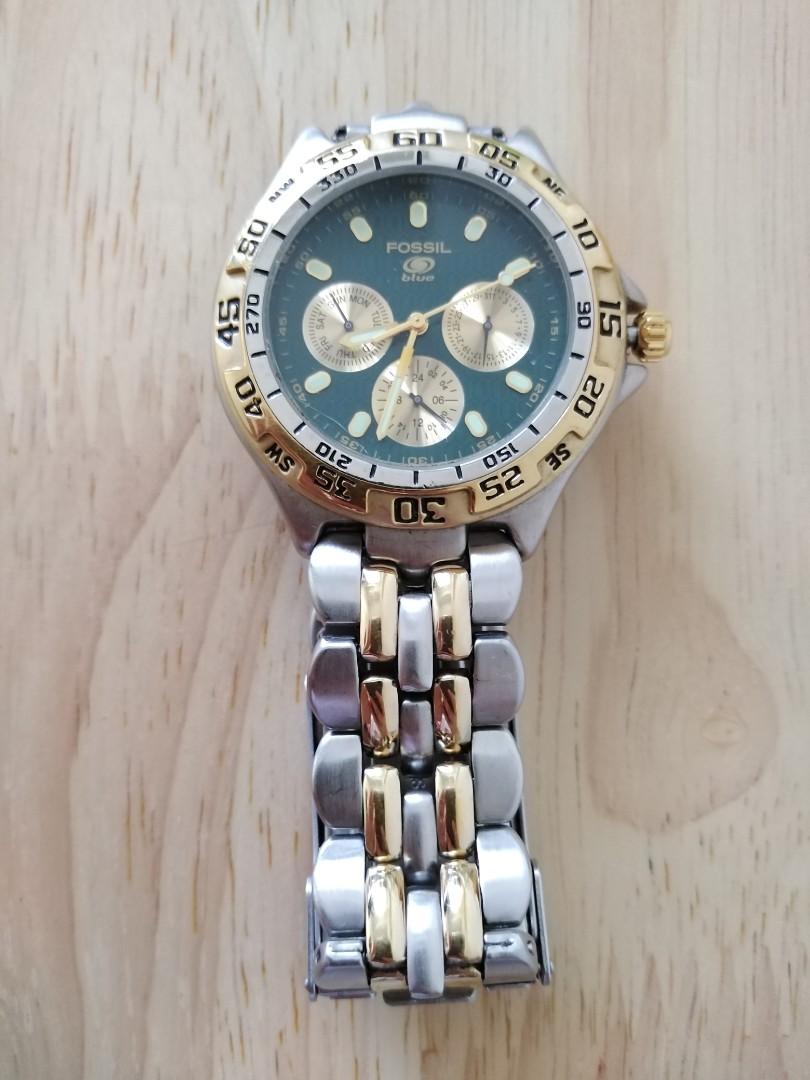 Vintage Fossil Blue Watch, Men's 