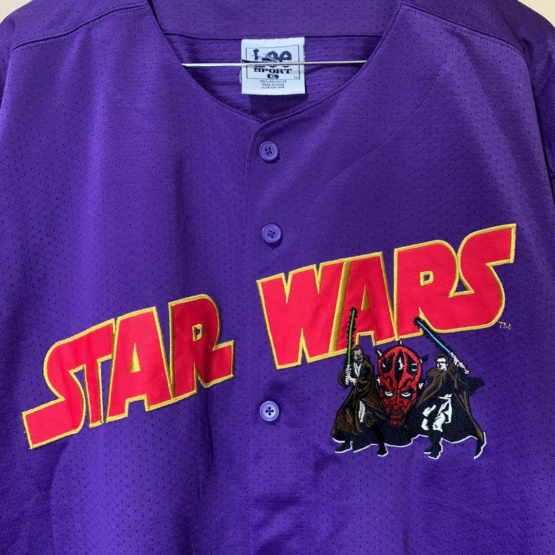 Vintage Star Wars Lee Sport Baseball Jersey Darth Maul Purple Men