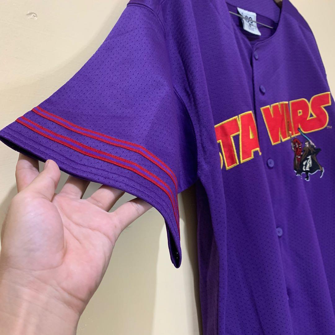 Vintage Star Wars Lee Sport Baseball Jersey Darth Maul Purple Men