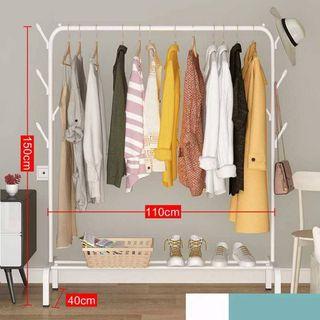 110mm Anti Rust Garment Rack Clothes with Hat Hooks Hanger Bottom Shelves Cloth Organizer Drying Rack AS589
