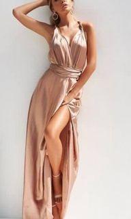 🌸 Rose gold satin formal dress