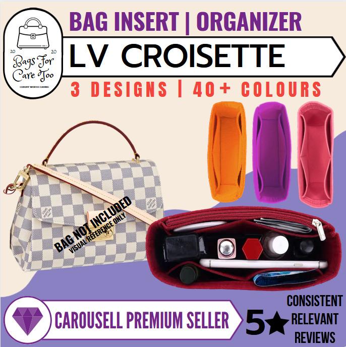 Bag Insert Organizer for LV Croisette  Customised Designs & 40+ Colours,  Luxury, Bags & Wallets on Carousell
