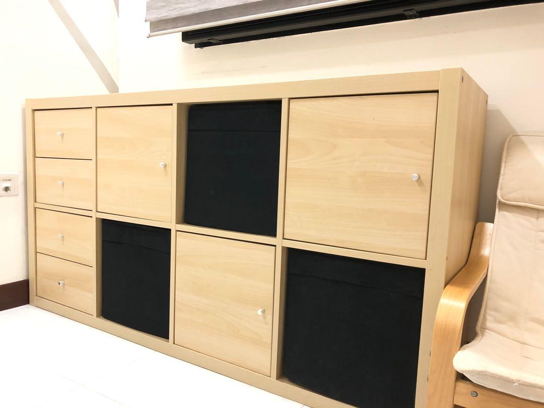 Birch Wood Storage Shelf With Drawers Space Saving Furniture Shelves Drawers On Carousell