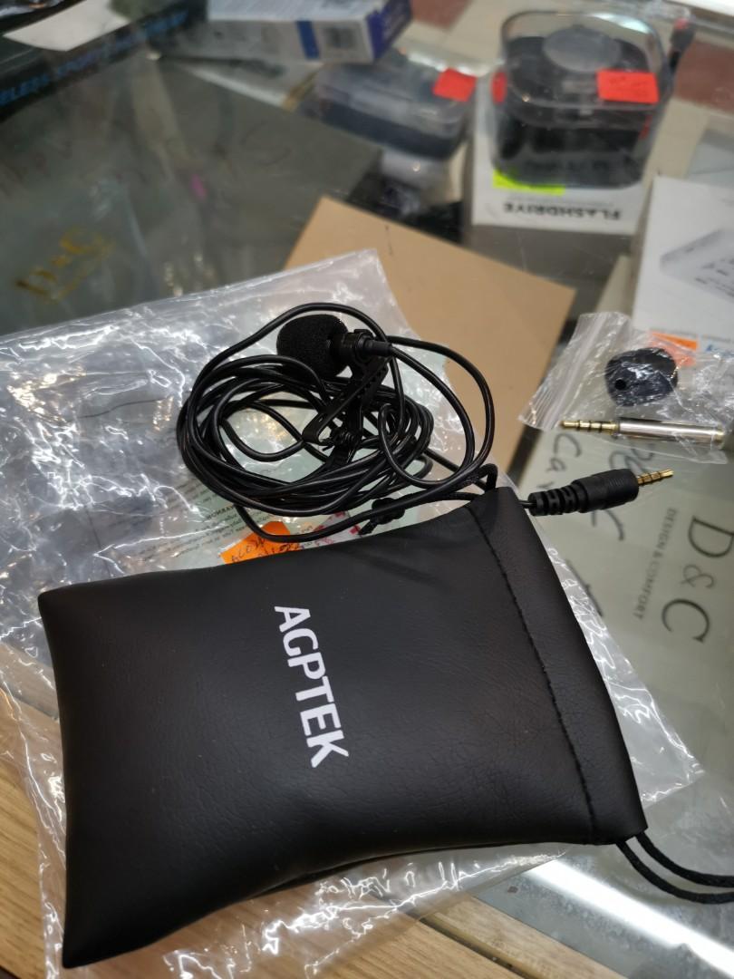 AGPTEK Clip Microphone 3.5mm Lavalier Lapel Omnidirectional Condenser
