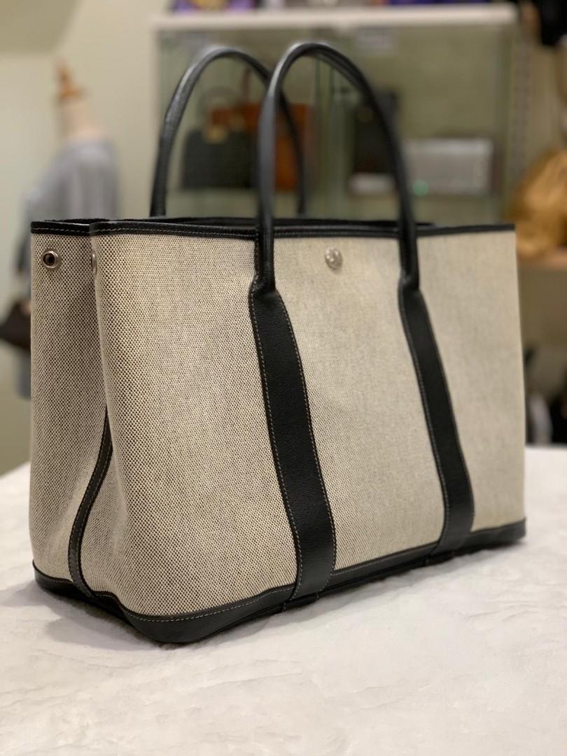 Hermes Garden Party bag PM Etoupe grey Cotton canvas Silver