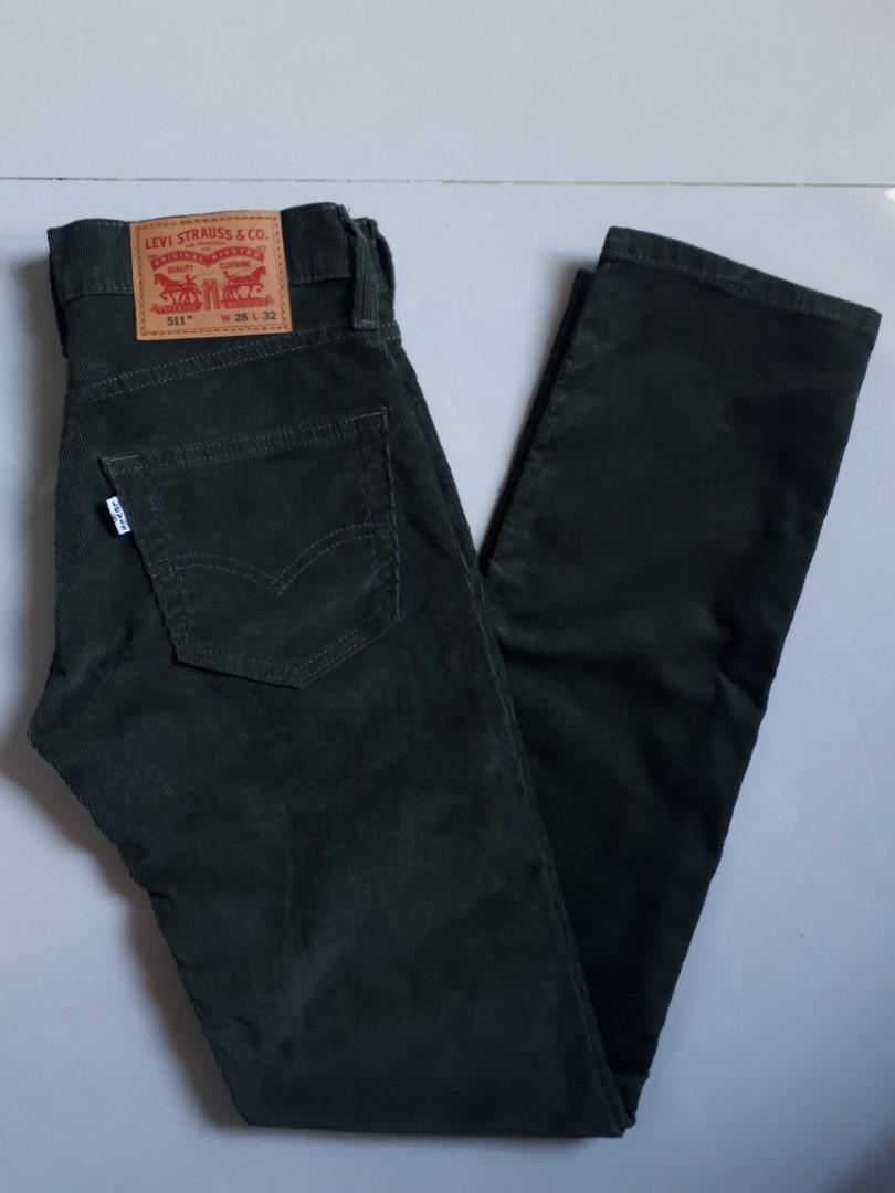 Levi's 511 Slim Fit Corduroy Pants - Green, Women's Fashion, Bottoms, Other  Bottoms on Carousell