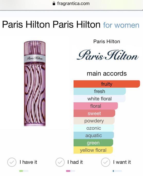 Paris hilton perfume hot sale notes
