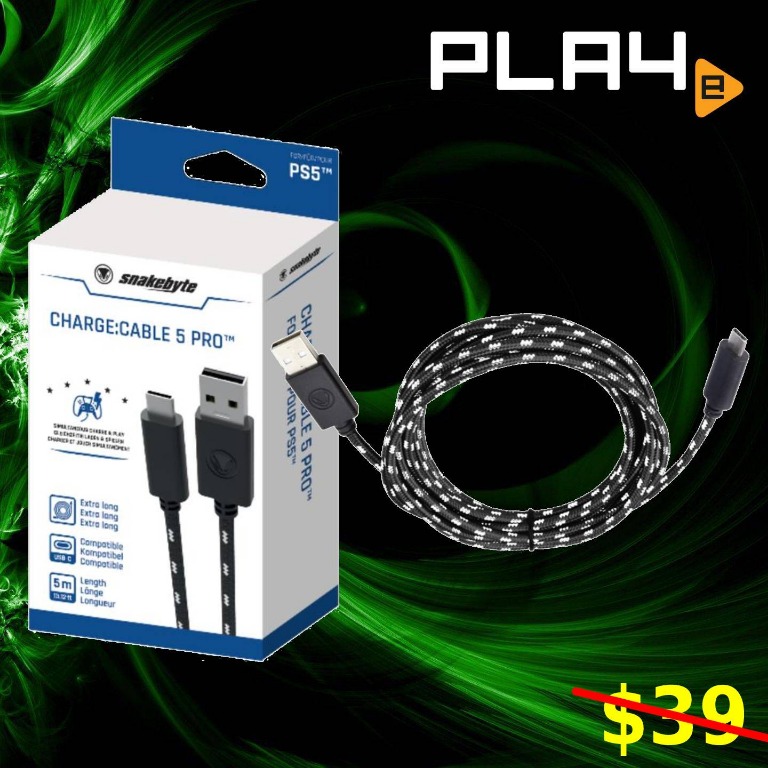 Ps5 Snakebyte 5m Charge Cable 5 Pro 1320008 Brand New Video Gaming Gaming Accessories Cables Chargers On Carousell