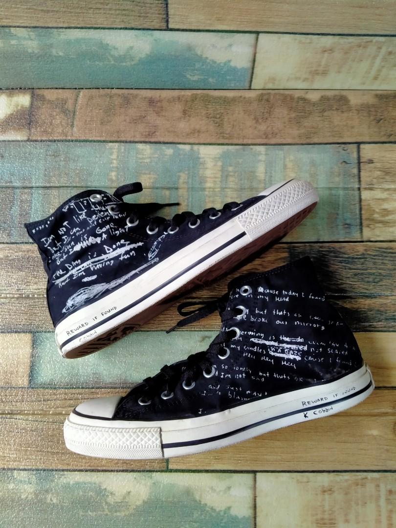 Rare converse x kurt cobain lyrics edition Men s Fashion Footwear Sneakers on Carousell